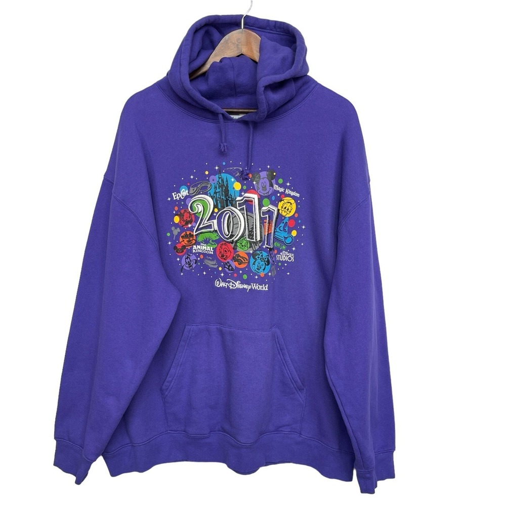 Disney Parks Hoodie Unisex XXL Purple 2011 Walt Disney World Graphic Fair